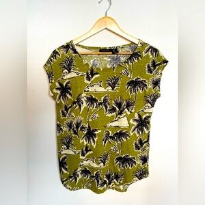 TAHARI 100% LINEN TROPICAL BLOUSE WOMENS SIZE‎ SMALL